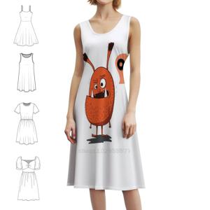 몬스터 스윗하트 넥라인 드레스 여성을위한 우아한 여름 파티 드레스 몬스터 재미 있은 귀여운 복고풍 생물 드레스