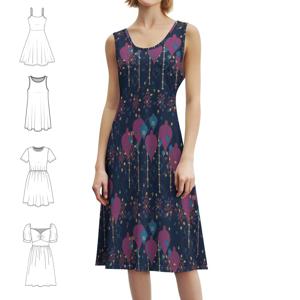 수크 램프 여성용 우아한 파티 드레스 A라인 드레스 짧은/긴/소매 없는 옵션 수크 램프 비즈 패턴 여성 드레스