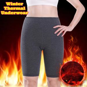 겨울용 여성용 기모 안감 두꺼운 보온 하이웨이스트 뱃살 보정 팬티 5부 반바지 방한 플러스 사이즈 부드러움