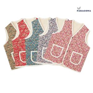 파라고나 겨울 꽃무늬 김장조끼 양털 촌캉스 누빔 조끼