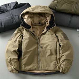 테크 코튼 3중 방수 원단 아웃도어 후드 남성 겨울 코트 밀리터리 시리즈 터프맨 스타일 캐주얼 루즈핏 솔리드 컬러