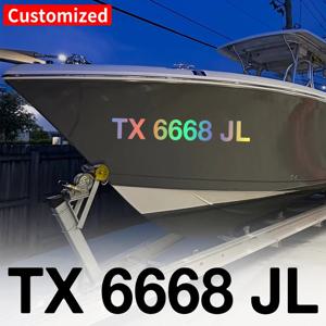 2개/시트 맞춤형 선박 등록 번호 보트 스티커 방수 DIY 요트 모터보트 카약 자동차 자가 접착 비닐 데칼