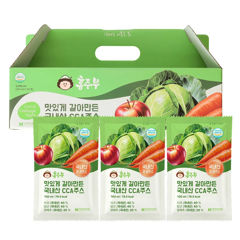 홍주부 맛있게 갈아 만든 국내산 CCA 주스 100ml X 30포 (30일분)