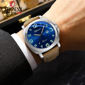 CHENXI 럭셔리 탑 브랜드 남성용 쿼츠 시계 정품 가죽 방수 발광 달력 고품질 비즈니스 캐주얼 손목시계
