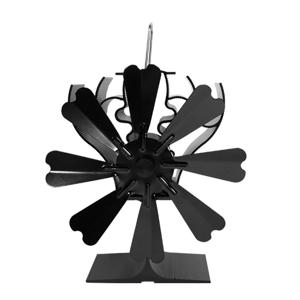 2026년 신제품 열 구동 스토브 팬 에코 조용한 블랙 8날개 장작 난로 팬 효율적인 열 분배 겨울 난방기