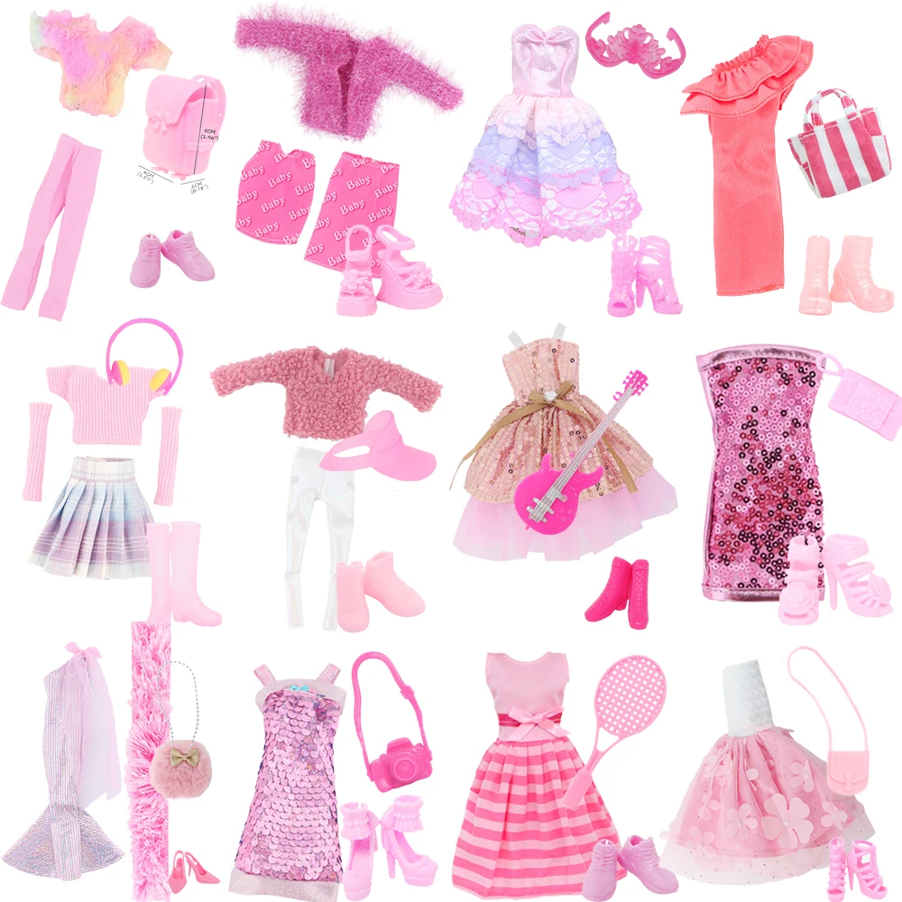 핑크 인형 옷 및 액세서리 11.5'' 그릴 드레스 카메라 신발 모자 가방 부츠 30cm 어린이 생일 크리스마스 선물 장난감
