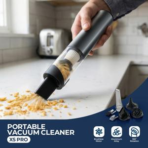 ROUNY 휴대용 미니 무선 진공 청소기, 2단계 브러시리스 흡입 및 송풍기, 70W, 타입-C 충전, 자동차/가정/키보드용