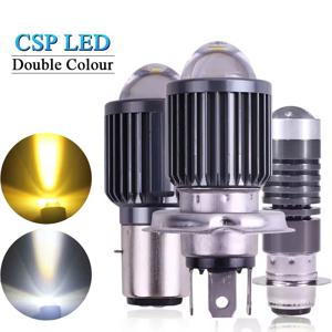 H4 LED 오토바이 헤드라이트 H6 BA20D P15D CSP LED 렌즈 화이트 옐로우 하이 로우 빔 스포트라이트 모터바이크 스쿠터 주행등