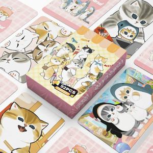 92개 모후산드 애니메이션 로모 카드 세트 - 귀여운 고양이 캐릭터 포토 카드와 만화 스티커 (팬 선물 및 DIY 데코용)