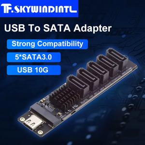 10Gbps USB-C Type-C-NGFF 키 B+M SATA 6Gbps 5 포트 어댑터 변환기 PM 포트 승수 선택기 JMB575 JMS580