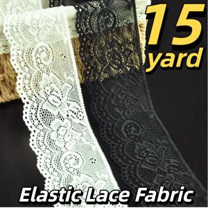 15야드 2.6인치 폭의 연꽃 무늬 탄성 레이스 - 의상, 웨딩, 공예용 신축성 있는 꽃무늬 레이스 트림