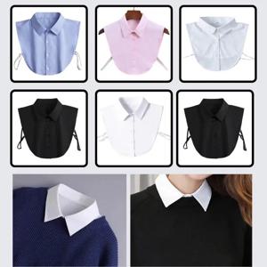 여성용 남성용 가짜 칼라 탈부착 가능한 칼라 하프 가짜 블라우스 탑 솔리드 컬러 가짜 칼라 화이트/블랙/핑크/블루