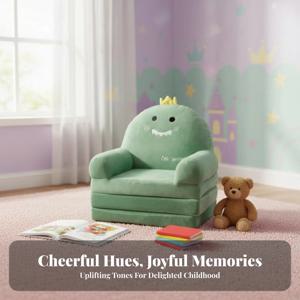 크라운리어 프린세스 의자 귀여운 만화 디자인 왕관 모양의 개별 접이식 의자, 소녀들을 위한 부드럽고 편안한 의자, 문학 코너