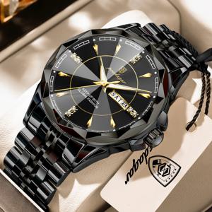 포에다가 비즈니스 보이프렌드 시계 방수 야광 클래식 날짜 요일 표시 남성용 쿼츠 스테인리스 스틸 커플 손목시계