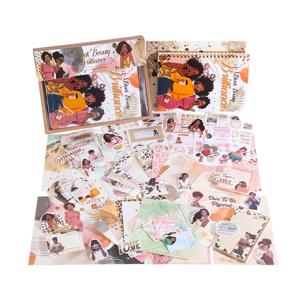 소녀 테마 스크랩북 노트 선물 세트 (플래너, 스티커 노트, 스티커, 봉투 포함) - 개학, 생일 선물