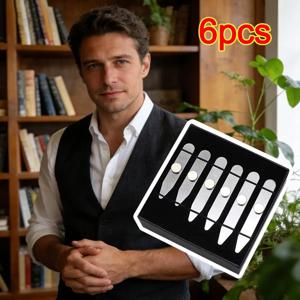 6개의 내구성 있는 스테인리스 스틸 칼라 스테이, 자석식 박스형 셔츠 본 스티프너 인서트, 비즈니스맨용 칼라 지지판