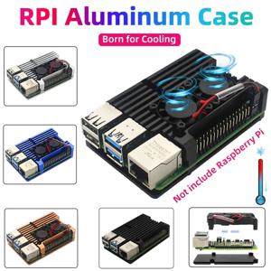 라즈베리 파이 4 모델 B 3B+ 3B 알루미늄 케이스 듀얼 팬 금속 쉘 옵션 팬 방열판 라즈베리 파이 4 3용 수동 냉각