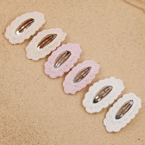 6 개/대 Ins 꽃 크로 셰 뜨개질 바비 스냅 머리핀 6.5cm 니트 공주 아기 소녀 머리 활 클립 안전 한국어 신생아 헤어 그립