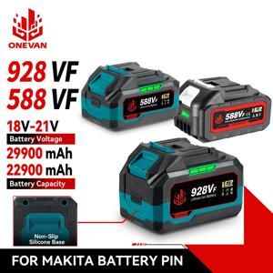 ONEVAN 22900mAh 29900mAh 충전식 리튬 이온 배터리, 배터리 표시기 포함 Makita 18V 배터리 핀용 렌치 전동 공구