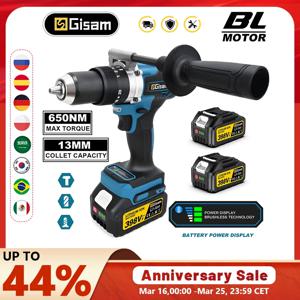 지삼 650NM 13MM 브러시리스 전동 드릴 20+3 토크 무선 임팩트 드릴 전동 드라이버 마키타 18V 배터리용