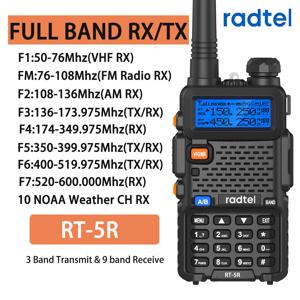 Radtel RT-5R 에어 밴드 워키토키 풀 밴드 휴대용 Am Fm 양방향 라디오 복사 Freq 스크램블러 NOAA 햄 무선 세트 장거리