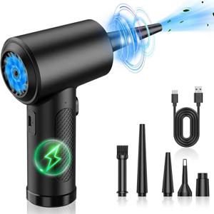 컴퓨터 노트북 키보드 자동차 카메라 청소를위한 압축 공기 먼지 떨이 51000 RPM USB 충전 휴대용 무선 공기 송풍기