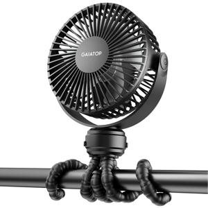 GAIATOP 배터리 구동 소형 클립 팬, 탈부착 가능한 3속 충전 360 ° 회전 유연성 삼각대 냉각 팬, 자동차 좌석 유아용 침대