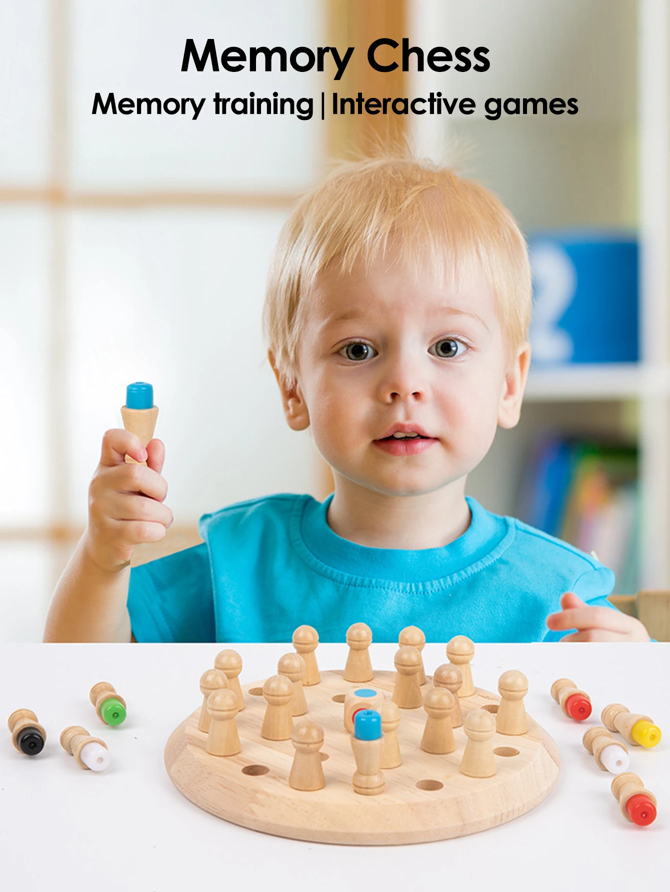 몬테소리 나무 메모리 매치 스틱 체스 보드 게임 논리 Braintease 장난감 소년과 소녀 조기 교육 색상 인식