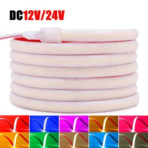 IP68 방수 COB LED 네온 스트립 라이트 12V 24V 5m 10m 15m 20m 0.5m 320/LED 플렉시블 테이프 실리콘 튜브 라이너 조명 RA90