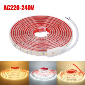 AC 2835 LED 스트립 조명 조도 조절 가능, 220V, 230V, 120 LEDs/m, 0.5m, 1m, 2m, 5m, 10m, 20m, 50m, 방수 고휘도 다이오드 테이프 접착제