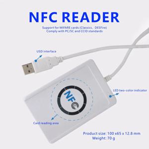 ACR122U RFID IC 스마트 카드 리더 비접촉식 라이터 복사기, 쓰기 가능한 복제 NFC USB S50, 13.56mhz M1 카드 복사기
