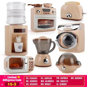 시뮬레이션 전기 주방 장난감 가전 팝업 토스터 전자 레인지 세탁기 건조기 믹서 블렌더 세트 어린이를위한 커피 메이커