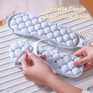 1 쌍 솔리드 컬러 휴대용 접는 슬리퍼 남성 여성 경량 미끄럼 방지 플립 플롭 실내 야외 해변 여행 여행