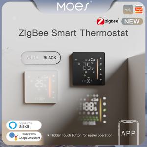 MOES Zigbee 온도 조절기 물/전기 바닥 난방 가스 보일러 습도의 실내 온도 컨트롤러 Tuya Alex 5A16A와 함께 작동