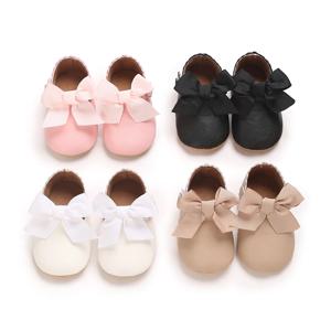 메리 제인 유아용 나비매듭 미끄럼 방지 고무 부드러운 밑창 플랫 PU 고무 밑창, 신생아 첫 워커, 여아 공주 신발, 신제품
