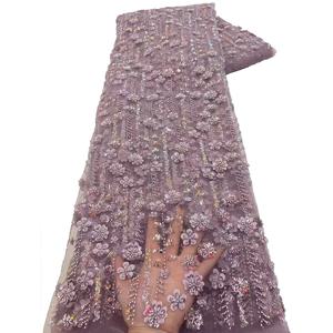 2025 이브닝 드레스에 대한 장식 조각이있는 그물 레이스 직물 최신 프랑스어 페르시 얇은 명주 그물 레이스 원단 고품질 아프리카