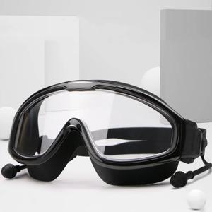 귀마개, 남성 및 여성, 전문가용, 고화질, 안개 방지, 실리콘이 포함된 성인용 대형 프레임 수영 고글