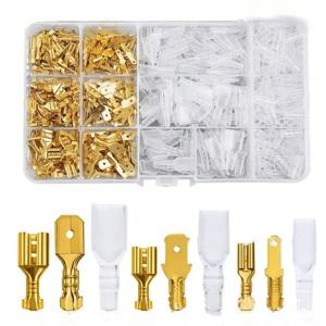 270PCS 스페이드 커넥터 키트 2.8mm 4.8mm 6.3mm 남성 여성 크림프 터미널(절연 슬리브 포함) 차량 DIY용 모듬 키트 ﻿