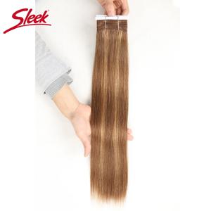 매끄러운 실키 위브 스트레이트 더블 드로우 블론드 P6/27 #   P4/27 #   브라질 생머리 인모 묶음 자연 레미 블랙 P1B/30 #   머리