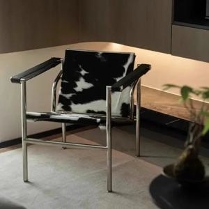 르 코르뷔지에 이탈리아 스타일 싱글 소파 의자 디자이너 빈티지 싱글 의자 스테인레스 스틸 레저 의자