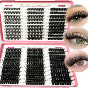 570/640pcs Individul Claster Eyeash 두껍고 푹신한 확장 30D/100D 믹스 길이 DIY 클러스터 속눈썹