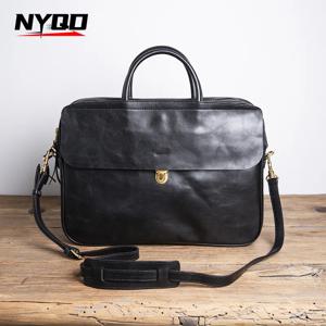 남성용 레트로 헤드 소가죽 접이식 트롤리 박스, 서류 가방, 명품 브랜드 노트북 가방, 비즈니스 컴퓨터 핸드백, 15 인치