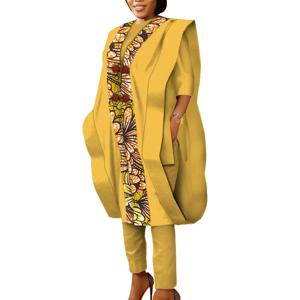 앙카라 아프리카 프린트 여성용 아그바다 로브 탑 바지 수트, 코튼 루즈 다시키 전통 파티 의류, Wy5590, 3 개 세트