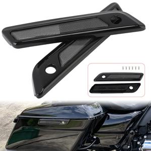 오토바이 블랙 하드 안장 가방 래치 커버 연기 반사판 Harley Touring Road King Road Glide Street Glide 2014-up