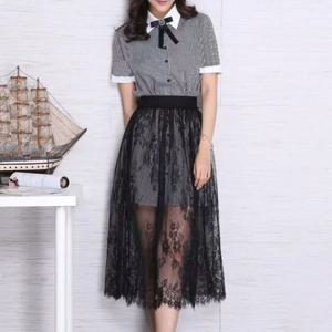 꽃 레이스 언더 셔츠 슬립 눈부심 방지 75cm 메쉬 언더 셔츠 슬립 드레스 하이트 허리 루즈 안전 스커트 페티코트 통근