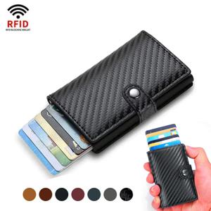 Rfid 탄소 섬유 신용 카드 소지자 지갑 돈 가방 럭셔리 남자 Rfid 스마트 금속 카드 소지자 케이스 남성용 슬림 미니멀리스트 지갑