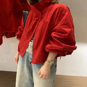 캐주얼 숏 여성 재킷 유럽 스타일 봄 여름 신상 루즈핏 바람막이 자외선 차단 지퍼 디자인 출퇴근 스타일