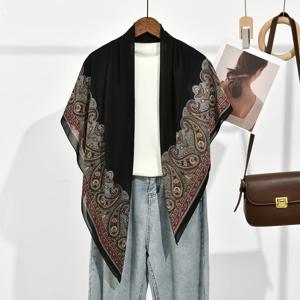 2025 새로운 110cm 캐슈 인쇄 광장 Hijab 스카프 이슬람 여성의 통기성 여름 머리 커버 패션 목도리 스카프