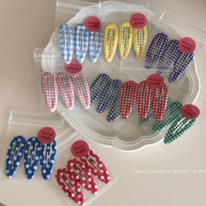 3 팩 물방울 바레트 물결 모양의 가장자리 격자 무늬 BB 클립 아기 소녀를위한 기본 머리핀 어린이 헤어 액세서리