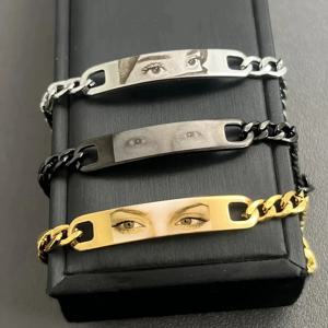 개인 맞춤형 눈 사진 커플 팔찌, 레이저 각인 눈 사진 팔찌, 스테인리스 스틸, 남자친구, 가족, 아버지 선물